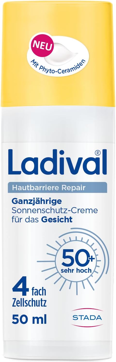 Ladival® Hautbarriere Repair Sonnenschutz-Creme LSF 50+ Gesicht, stärkt und regeneriert die Hautbarriere, beruhigt strapazierte Haut, Feuchtigkeitspflege mit Präbiotikum & Phyto-Ceramiden 50 ml