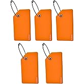 5 Pack Silicone Luggage Tag with Stainless Loop and Name Id Card, Perfect for Suitcases, Handbags and Luggage