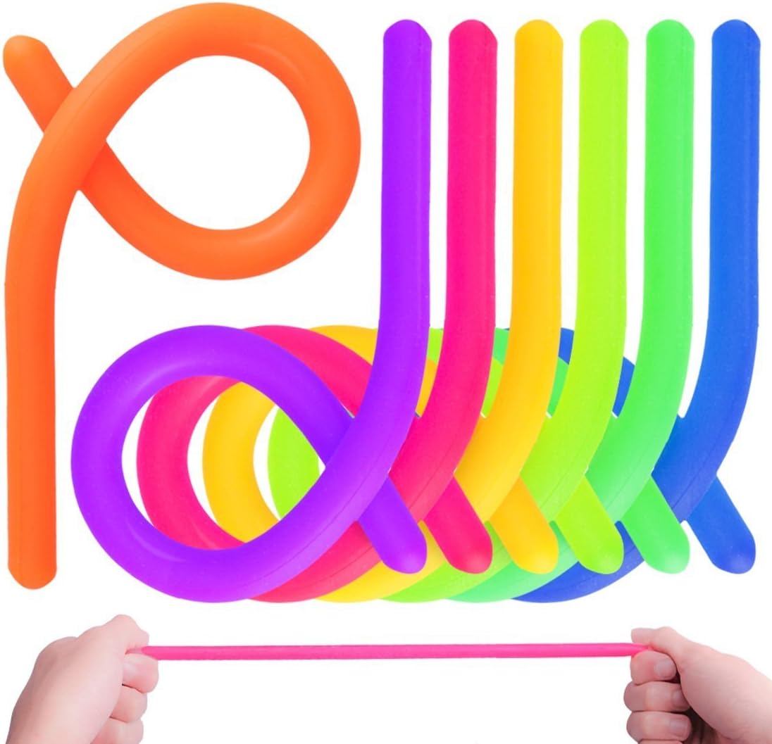 HMILYDYK Pack of 12 Colorful Sensory Fidget Stretchy String Toy Help Reduce Anxiety Stress Best Gift for ADHD ADD OCD Kids and Adults