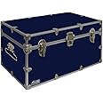 C&N Footlockers - Large Undergrad Storage Trunk - Made in the USA - Only STEEL Footlocker on Amazon - Durable Chest with Lid Stay - 32 x 18 x 16.5 Inches (Navy)