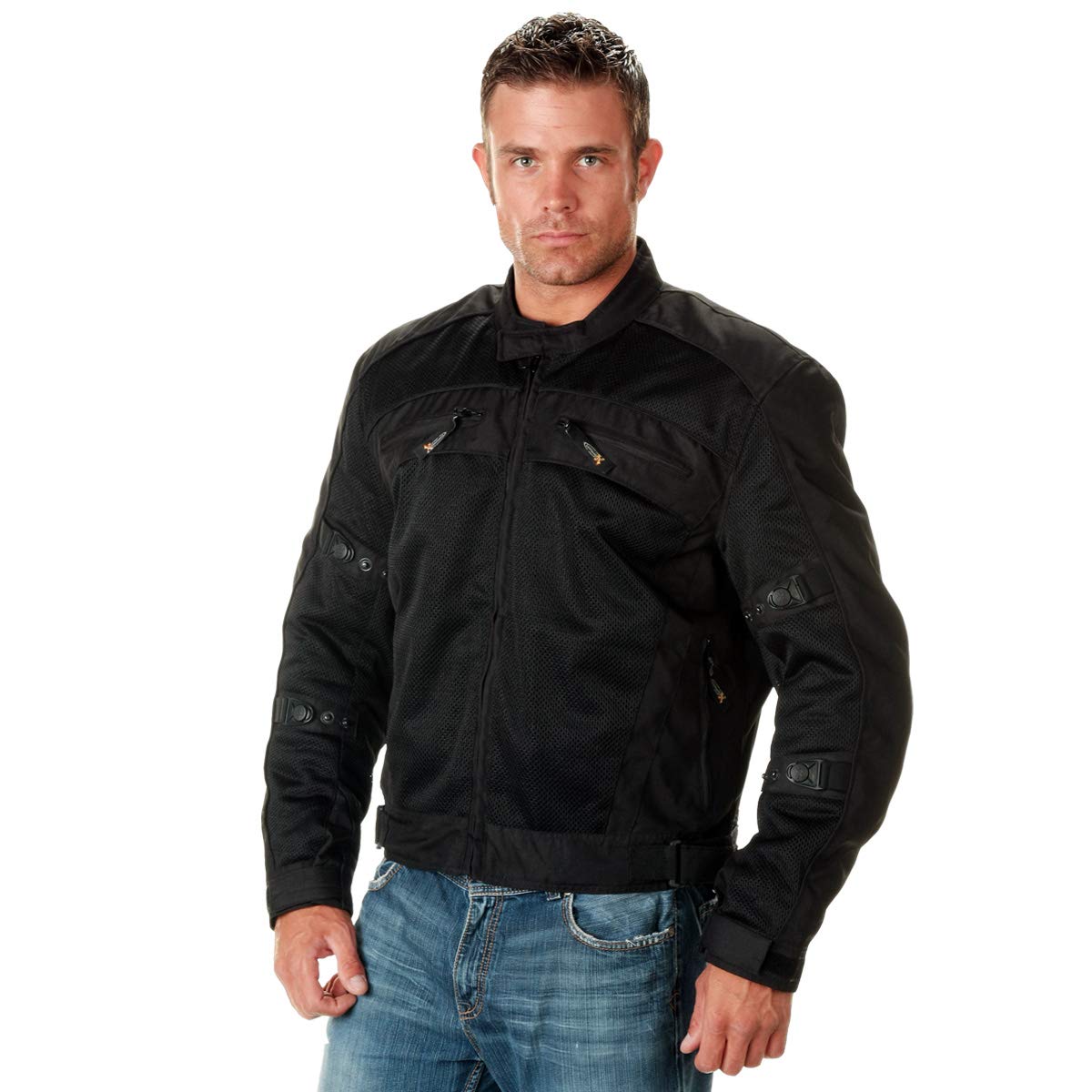 Xelement CF380 Men's 'Devious' Black Mesh Jacket with CE XArmor