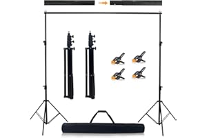 HABOKE Photo Studio Backdrop Stand Support System,10'x8.5' Adjustable Backdrop Stand Kit with Backdrop Clip and Storage Tote for Portrait and Studio Photography