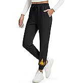 MAGCOMSEN Women's Fleece Lined Joggers Waterproof Thermal Winter Sweatpants Insulated Hiking Running Snow Pants Pockets