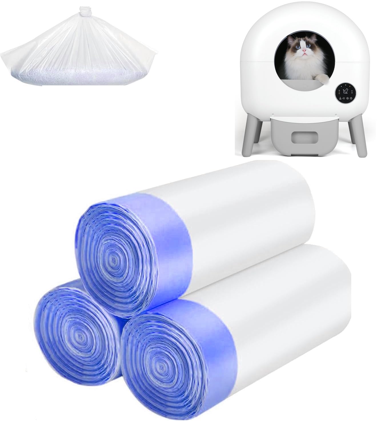 Photo 1 of 60 Count Cat Litter Box Liners, Heavy Duty for Self Cleaning Litter Box1113