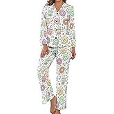 JIVRAJORQ French Bulldogs Pajamas for Women Set Soft 2 Piece Sleepwear Long Sleeve Lounge Set L