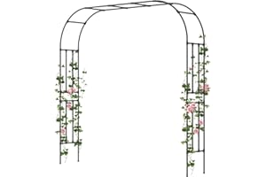 BUKLIYN Garden Arch Trellis - Length: 98.5in, Height: 94.5in Garden Trellis for Climbing Plants Outdoor - Garden Arch for Lawn, Party, Ceremony Wedding Decoration (Black)