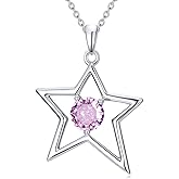 Plesitep Star Necklace for Women Sterling Silver Irregular Star Pendant Crystal Necklace Jewelry Gifts for Birthday