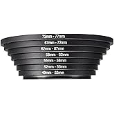 7Pcs Filter Ring Adapter Set, Aluminum Camera Lens Filter Ring Adapter Kit, Camera Professional Mini Step Up, Camera Accessories(49-52mm 52-55mm 55-58mm 58-62mm 62-67mm 67-72mm 72-77mm)
