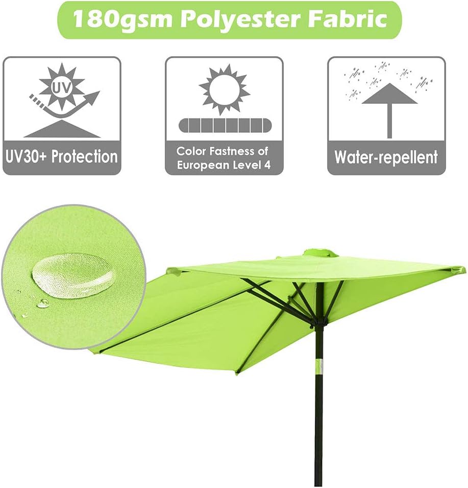 Amazon Com Yescom 10ft Outdoor Patio Half Umbrella For Wall Balcony Door Parasol Yard Sun Shade With Tilt And Crank Bright Green Garden Outdoor