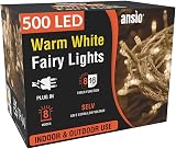 ANSIO Christmas Lights 500 LED 50m Warm White with Timer IP44 USB? Mains