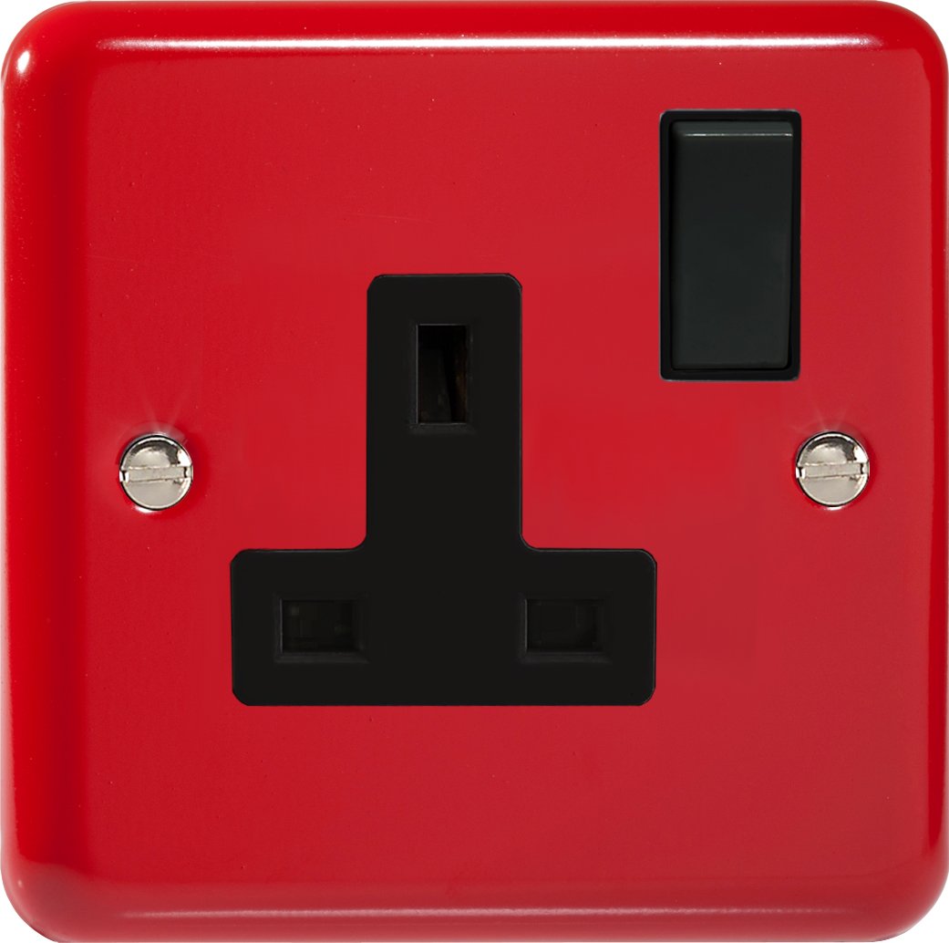 Varilight 1-Gang 13A Double Pole Switched Socket Pillar Box Red