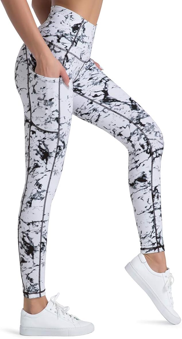 Dragon Fit High Waist Yoga Pants Capri with 3 Pockets,Tummy Control Workout Running Capri 4 Way Stretch Yoga Leggings: Clothing