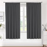 H.Versailtex Blackout Curtains 46x72 Pencil Pleat 2 Panels Tiebacks Dark Grey view 2