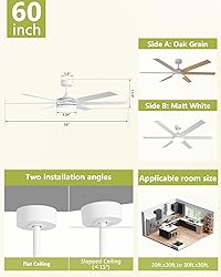 Vaczon 60 Inch Ceiling Fans with Lights and