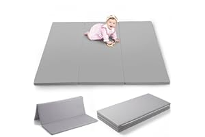Mallify Tri-fold Baby Play Mat for Floor, Waterproof & Non-Slip PU Leather Baby Mat, 50" x 50" Playpen Mat, Foldable & Portab