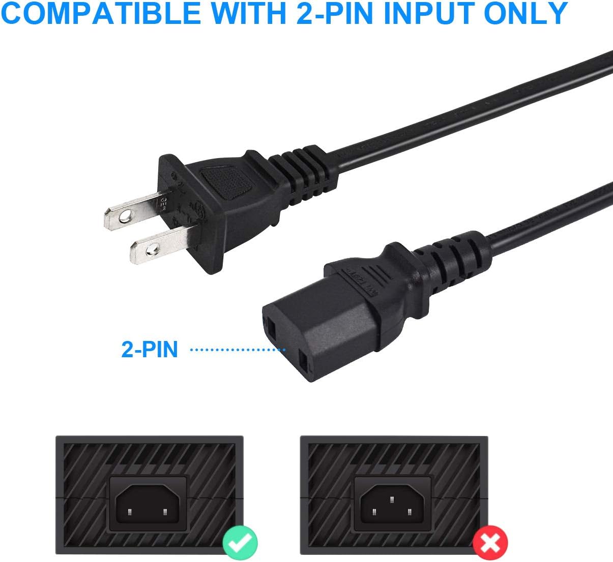 Amazon Com Ac Power Cord Cable Compatible With Sony Ps4 Pro Xbox 360 Slim Xbox One Xbox 360 E Replacement Home Audio Theater