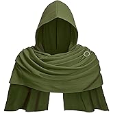SYQBR Post Apocalyptic Shawl with Hood, Medieval Hooded Scarf Cowl Men for Retro Viking Shaman Rogue Renaissance Costume