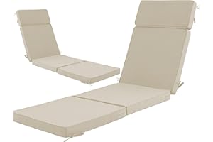 Honorbox 80 x 26 Inch Outdoor Chaise Lounge Cushions Set of 2-4-Section Design, Removable Cover, Water-Repellent & Fade-Resis