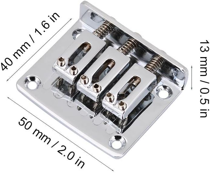 Fixed Guitar Bridge, Durable Replacement Parts for 3-string Electric Guitars (Silver), One size fits all - Image 4