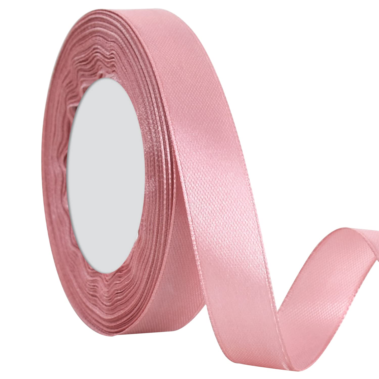 TONIFUL 15mm X 22M Rose Gold Satin Ribbon Wide Solid Fabric Ribbons for Valentine's Day Wedding Car Cutting Ceremony Grand Opening Chair Sash Hair Sewing Craft Gift Wrapping Wedding Party Decoration