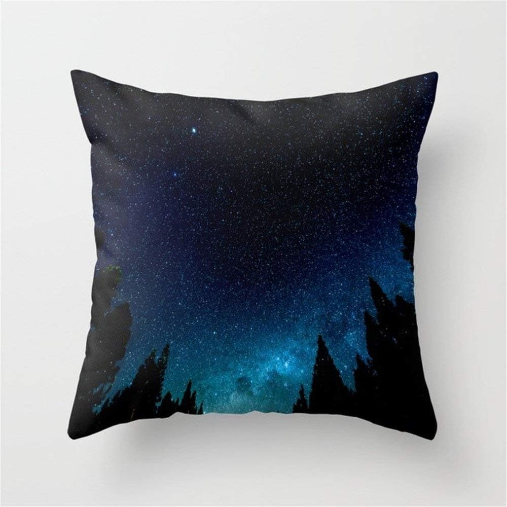 Black Trees Turquoise Milky Way Stars Cushion Cover Throw Pillow 18ร18