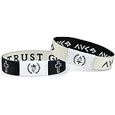 Pinsit Bible Verse Bracelets, 2PCS Christian Bracelets, Elastic Jesus Bracelet with NFC Scan for Women Men Teens Gifts