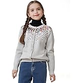 Danny D Girls Sequin Knitted Sweater Cardigan Crew Neck Long Sleeve Button Tops
