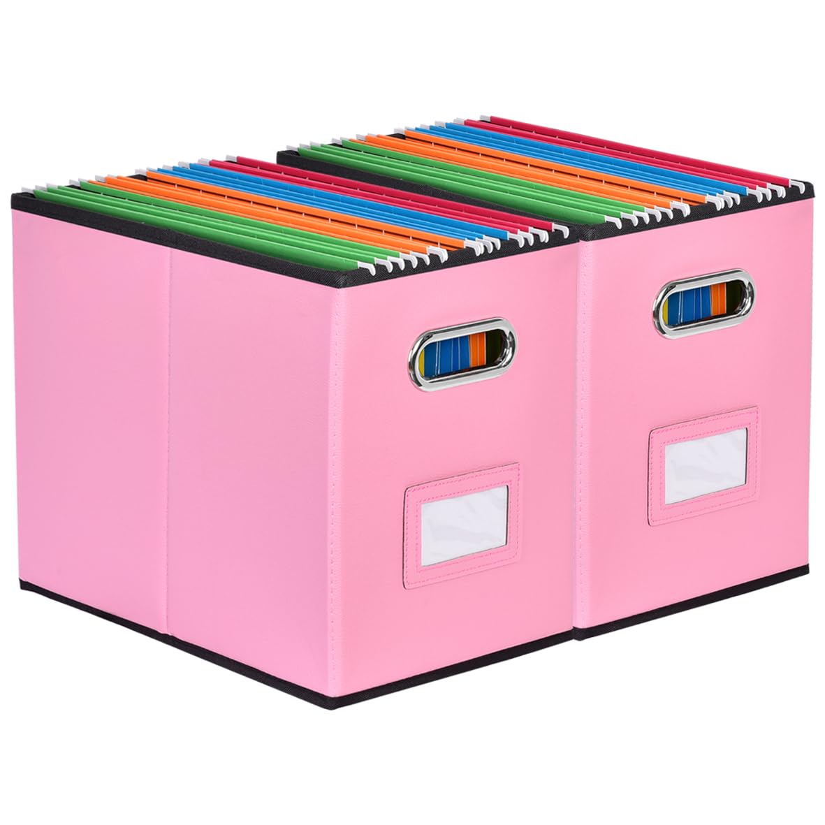 Umtiti 2PCS A4-Size File Organizer Box（Folders not included.File Folder Storage, Durable Hanging Lidless File Box for Office/Decor/Home,Pink-2PCS.XS