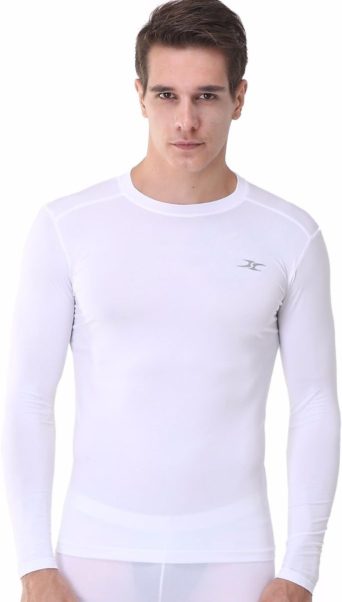 Henri maurice Mens Compression Long Sleeve Shirt Top Base Layer T Shirts for Fitness Running EL