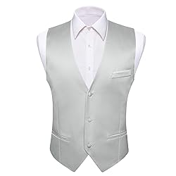 Barry.Wang Mens Silver Grey Formal Suit Vest V-neck