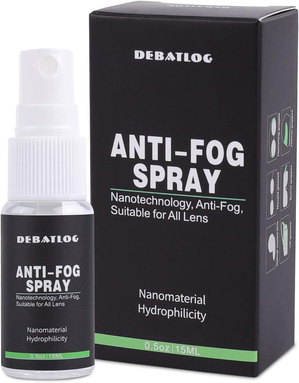 DEBATLOG Anti-Fog Spray for Glasses | Professional | Work on Eyeglass, Mask, Sports Goggles, Swim Goggles, Bathroom Mirror, Humid Environment, Nanotechnology, Alcohol-Free| Durable Anti-Fog : Sports & Outdoors
