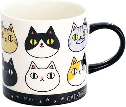 Amazon マグカップ 猫３兄弟 猫マグカップ コーヒーカップ 猫柄 マグ 猫 Ki 097a 顔 セラミック藍 カップ マグ ソーサー