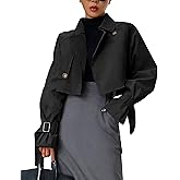 Kedera Women's Cropped Trench Coat Long Sleeve Casual Jacket Classic Double-Breasted Lapel Overcoat Fashion Outerwear