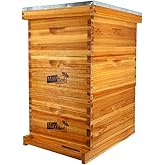 10-Frame Langstroth Beehive Dipped in 100% Beeswax, Complete Bee Hives and Supplies Starter Kit Includes 2 Deep Hive Bee Boxes and 1 Bee Hive Super with Beehive Frames and Foundations