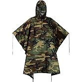 WINWAY Military Style Poncho Multi Use Rip-Stop Camouflage Raincoat