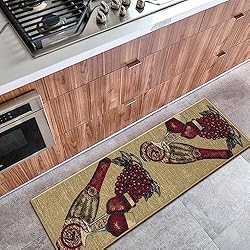 Machine Washable Wine Design Non-Slip Rubberback