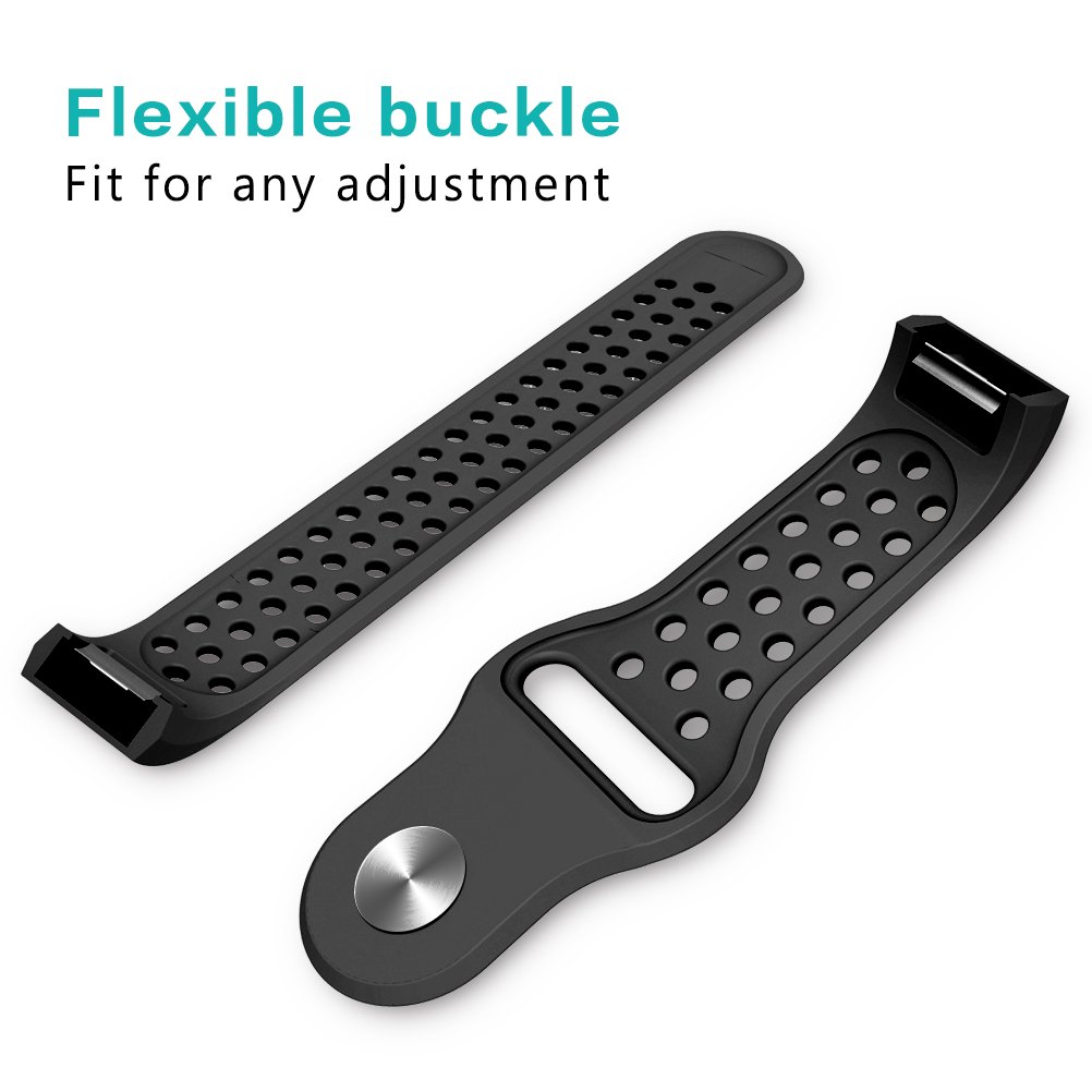 Fitbit Charge 2 Band,AOPETIO Silica gel Soft Silicone Fashion Replacement Sport Strap Bands for Fitbit Charge2 Smartwatch Fitness Wristband (Black, S (5.1-6.9inch))