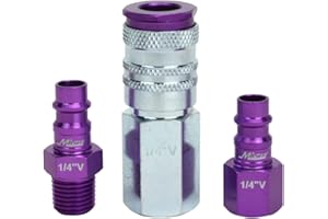 ColorFit MegaFlow Coupler & Plug Kit (3 Piece), Hi-Flo V-Style 1/4" NPT Purple