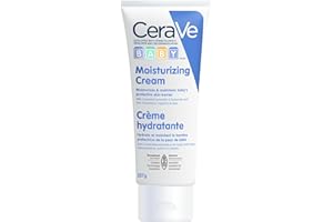 CeraVe BABY Crème hydratante douce pour le visage et le corps avec céramides et acide hyaluronique, sans parfum, sans paraben