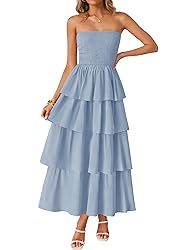 ZESICA Women‘s Summer Boho Strapless Maxi Dress