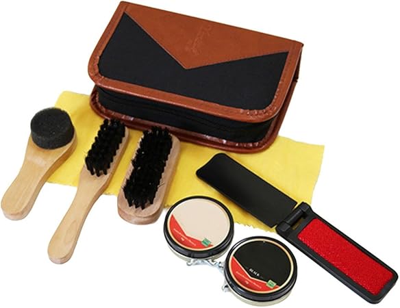 Kit de Brillo de Zapatos con Estuche Elegante Elegante de Cuero de la PU, Kit de