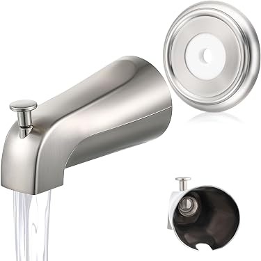 Uxcell Universal Bathtub Spout – Zinc Alloy Bath Faucet With Adapter For 1/2-Inch Water Pipe – Silver Finish, Easy Install – For Bathroom, Kitchen, Hotels