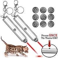 Animmo 2X Cat Light Pointers Batteries Included for Both Plus Individually Tested for Proper Function, Stays On (with One Click), Interactive Bright Exercise Training Tool Fun Cat Dog Chaser Toy