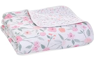 aden + anais 100% Cotton Muslin Baby Blanket Crib Bedding for Newborn Baby and Toddler, Nursery Blanket for Boys and Girls, Baby Registry and Shower Gift - Mon Fleur