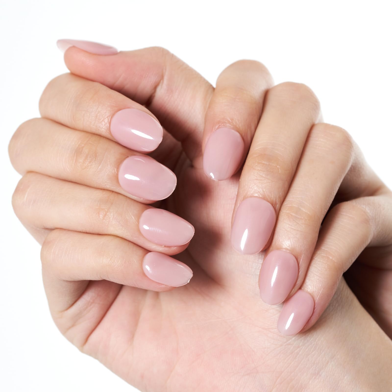 GLAMERMAID Press on Nails Short Oval, Spring Summer Handmade Dried Rose Jelly Gel Glue on Nails, 24Pcs Glossy Round Reusable UV Finish Fake Nails Acrylic False Nails Manicure Kits for Women - Image 4