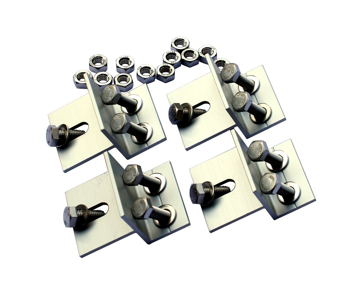 Complete set of 4 solar panel brackets for mounting solar panels on motorhomes, caravans, boats, roofs or any flat surfaces