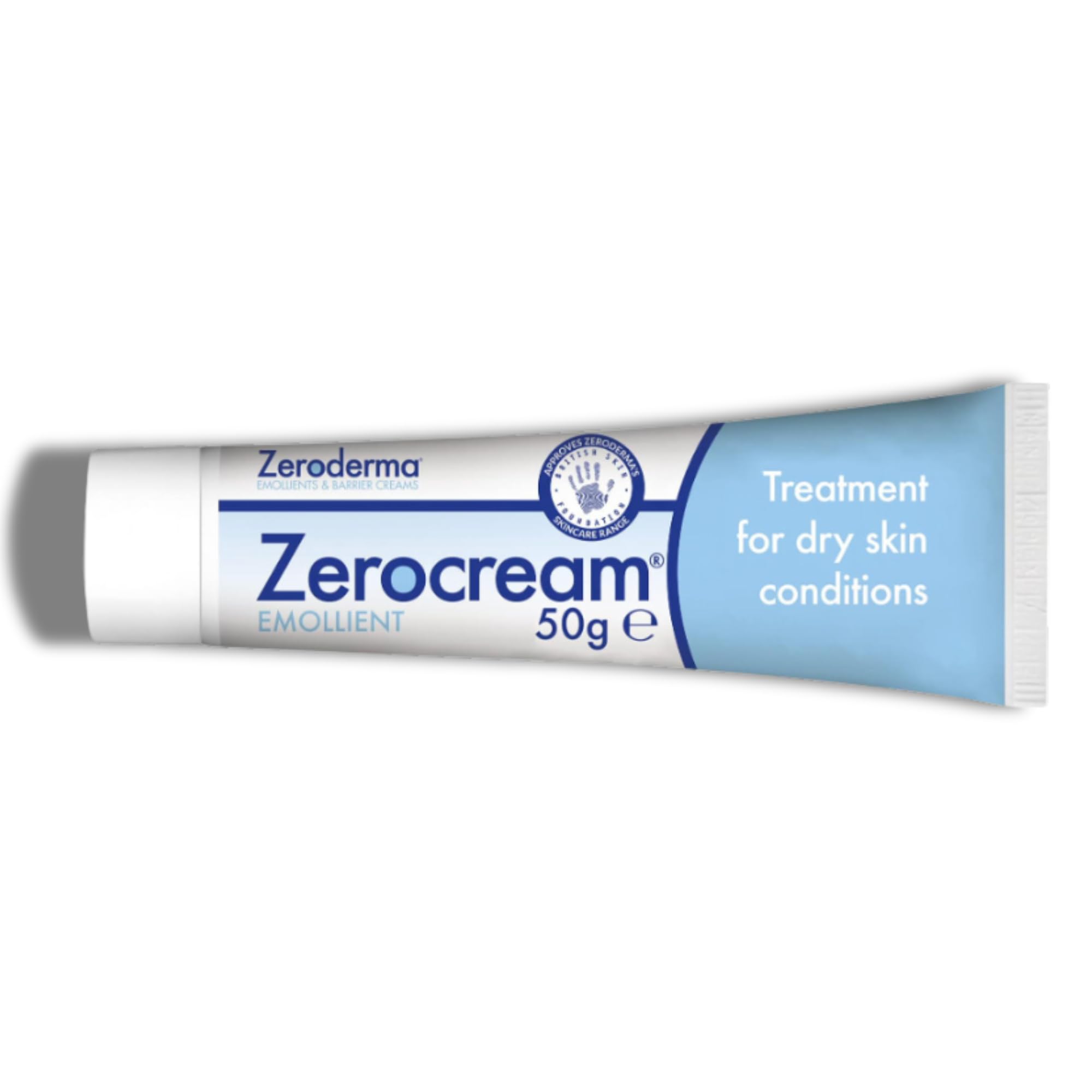 Zeroderma Zerocream Emollient Cream 2-in-1 Moisturiser & Soap Substitute, for Eczema, Psoriasis & Dry Skin Conditions. Hydrating Relief for Flaking Skin, 50g