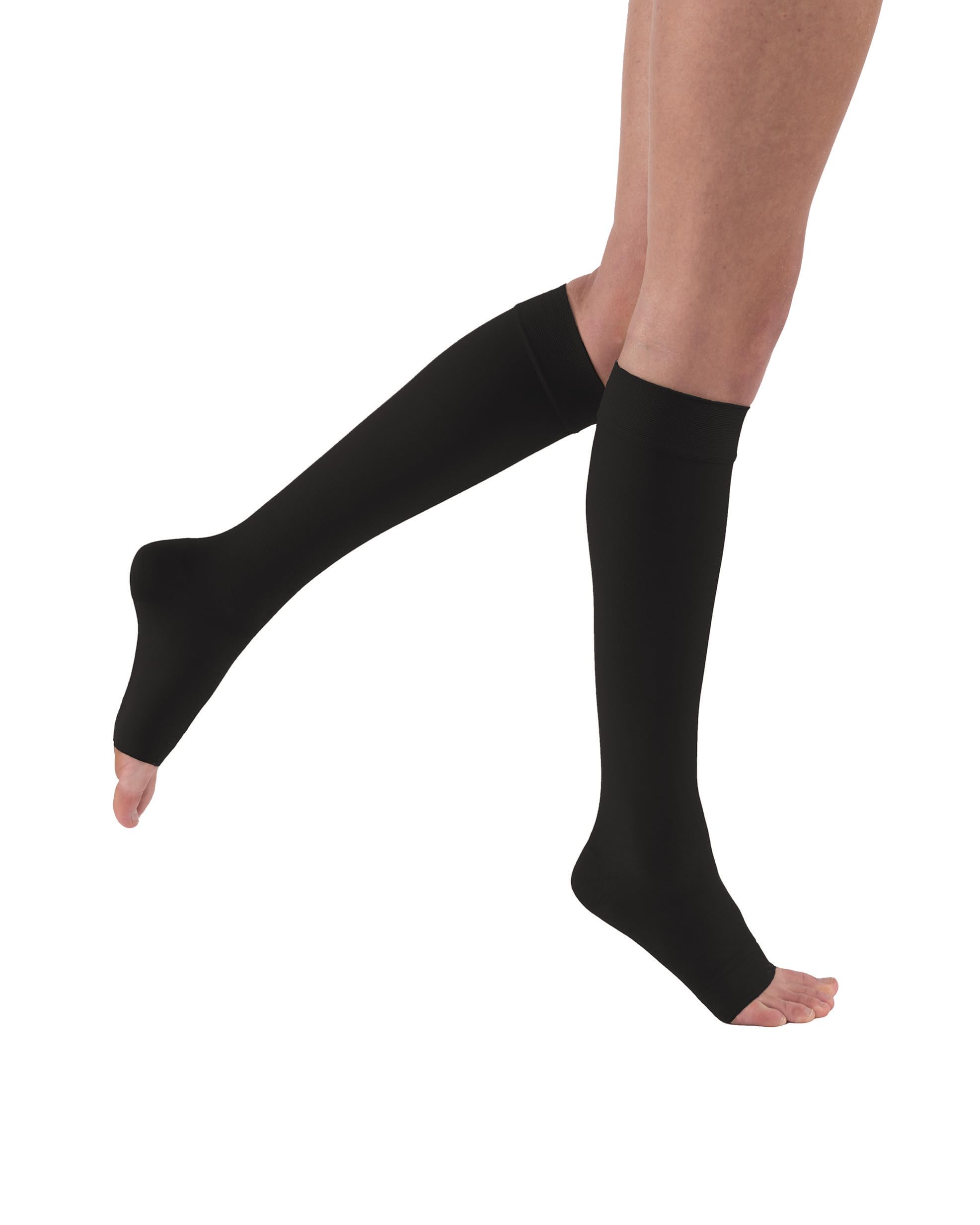 Photo 1 of JOBST Relief Knee High Graduated Compression Socks 20-30mmHg - Comfortable Unisex Design - Open Toe, Black, Medium