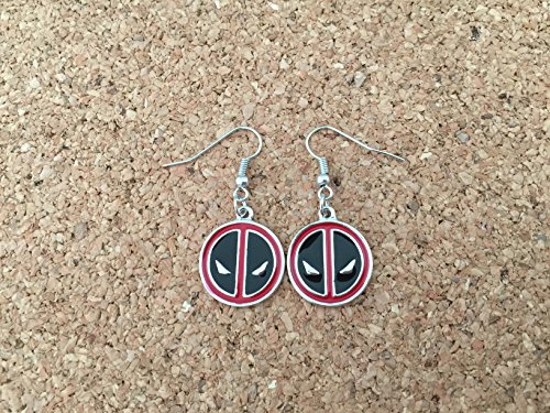 Marvel Comics Silvertone Deadpool Logo Dangle Earrings with Gift Box - Image 4
