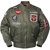 CORIRESHA Mens Outdoor Embroidered Patches Slim Fit US Navy Bomber Jackets Windbreaker